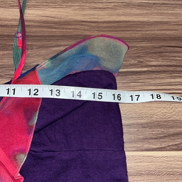 EXPRESS purple tank top with red and green ruffle - Picture 5 of 14